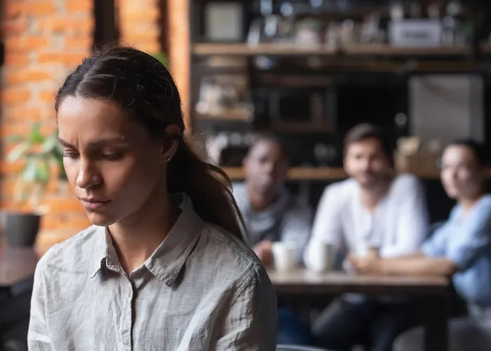 young woman with emotional avoidance.